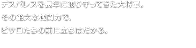 デスパレスを長年に渡り守ってきた大将軍。その絶大な戦闘力で、ピサロたちの前に立ちはだかる。