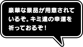 豪華な景品が用意されているぞ。キミ達の幸運を祈っておるぞ!
