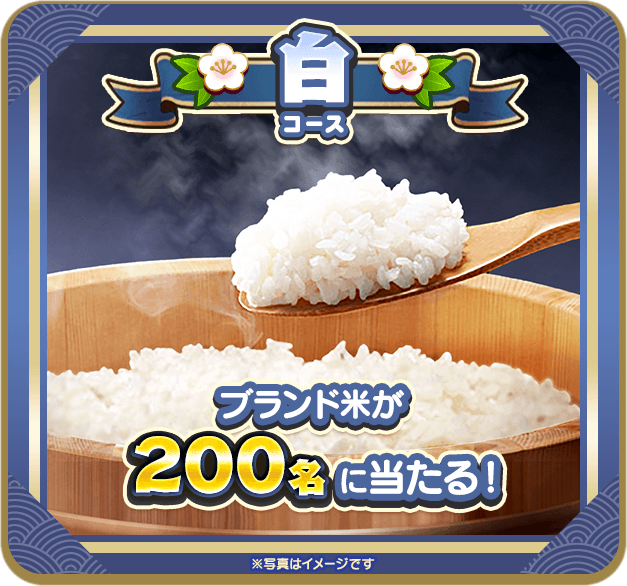 【白コース】ブランド米が200名様に当たる！